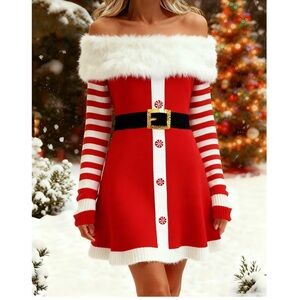 Allison Brittney Red and White Holiday Dress